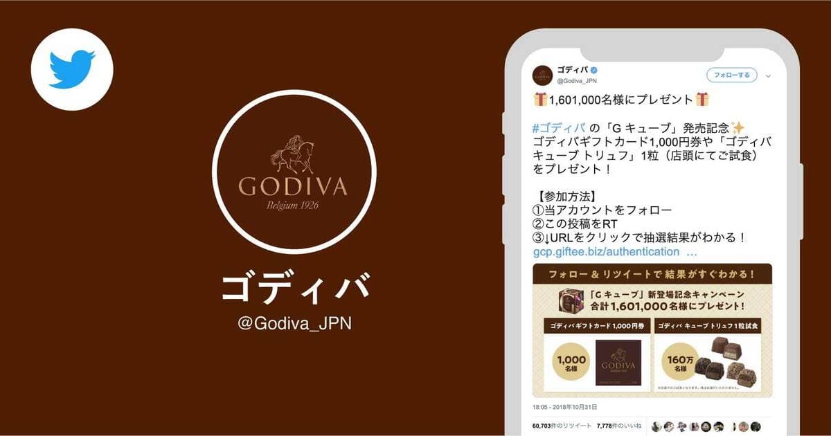 ゴディバ ジャパン様 新商品発売記念twitterキャンペーン ギフティ キャンペーンに効果的な法人向けデジタルギフト
