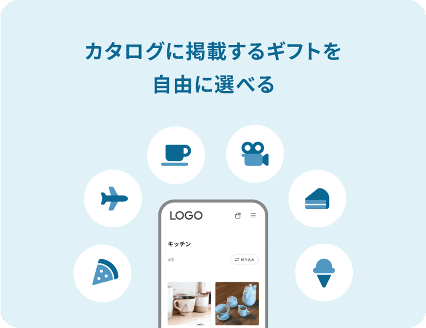 カタログに掲載するギフトを自由に選べる
