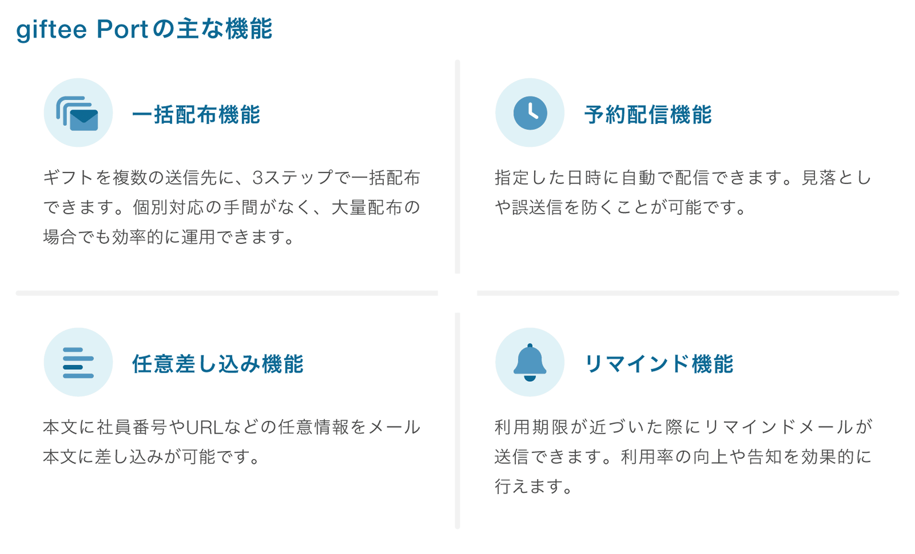giftee Portの主な機能